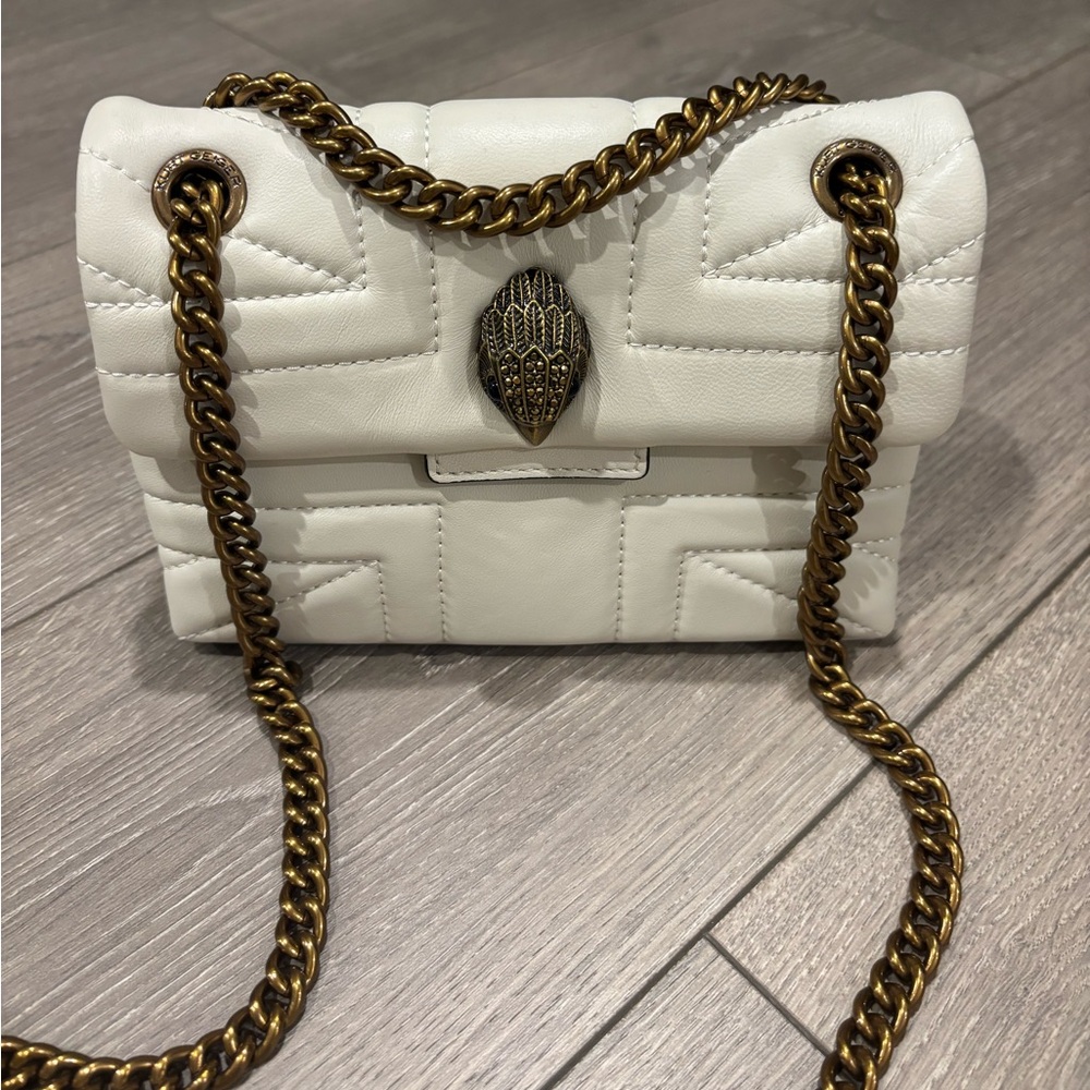 Kurt Geiger White Quilted Crossbody Bag with Gold Chain